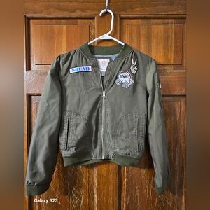 So. Sz 10/12 Girls Olive Green Zip Up Jacket